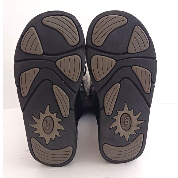 UGG Montclair 1892 Blk Leather Tall Lace Up Boot Gray Shearling Lined US 7 - Picture 7 of 8